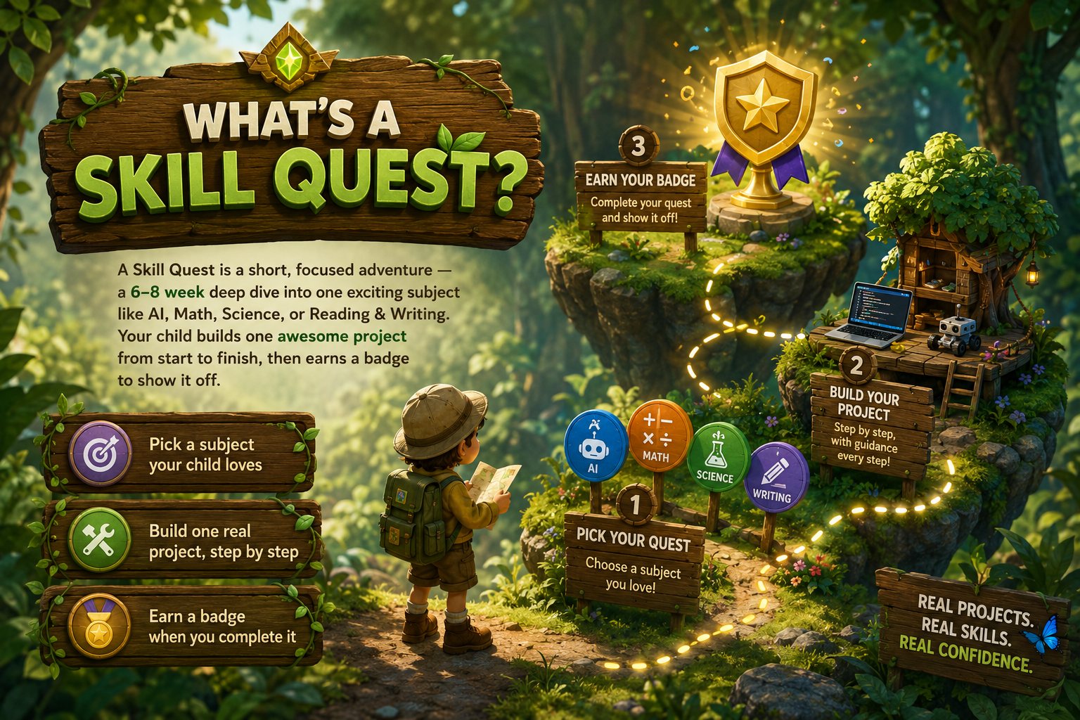 A child building a project in a skill quest